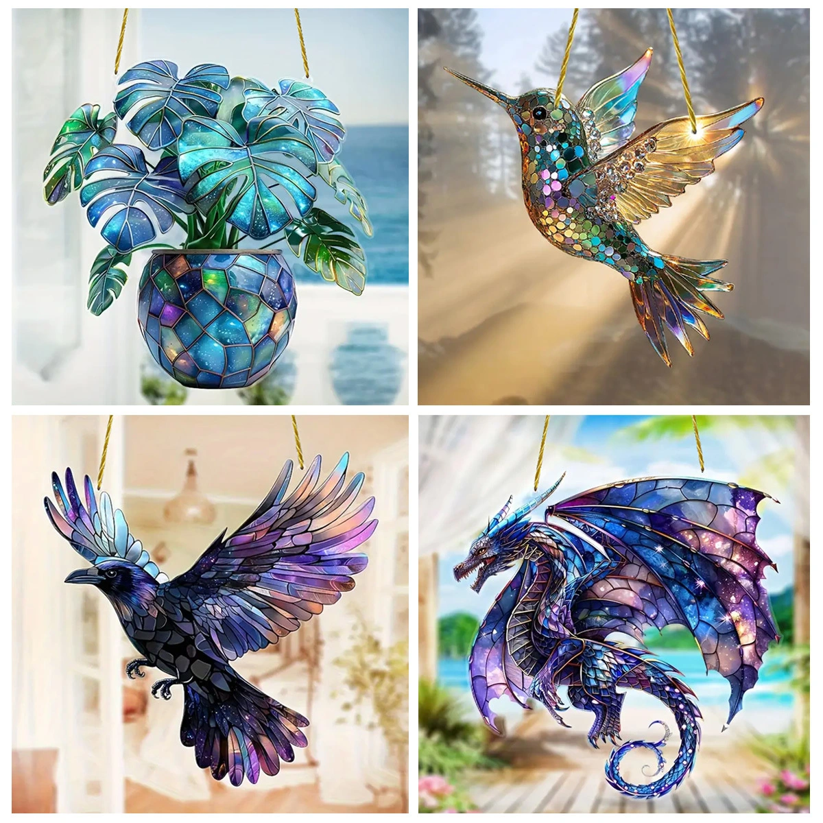 Animal Potted Creative Atmosphere Double-sided Acrylic Hanging Ornaments