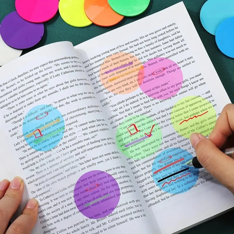 Sell Round Transparent Waterproof Index Stickers N Bookmarks