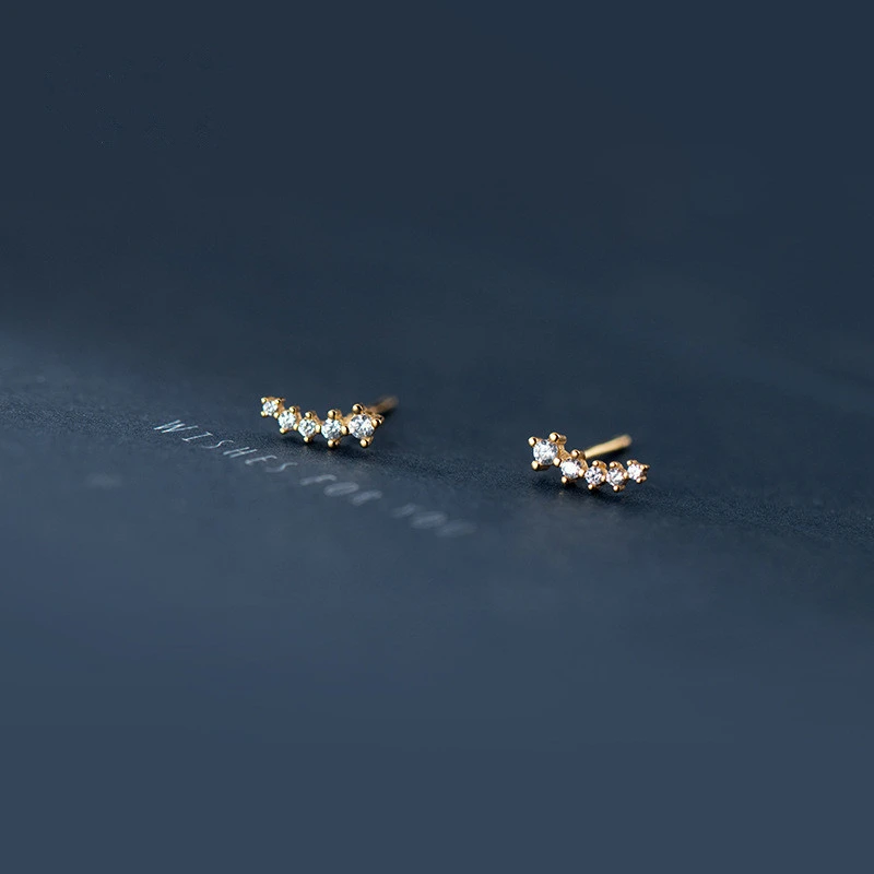 S925 Sterling Silver Stud Earrings For Women Korean Style