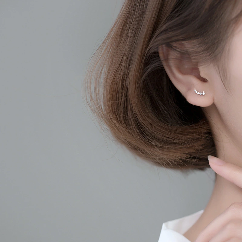 S925 Sterling Silver Stud Earrings For Women Korean Style