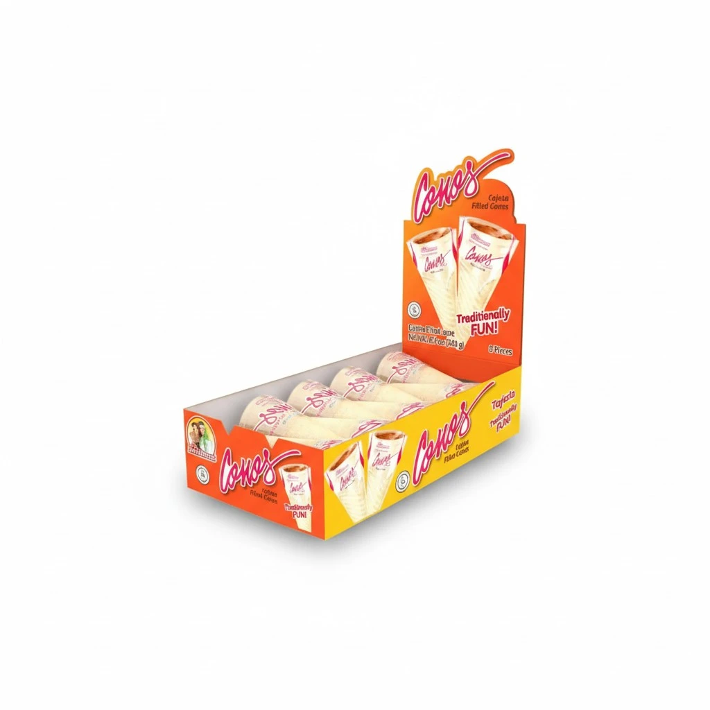 Las Sevillanas Cajeta Filled Wafer Cones – Traditional Mexican Candy, Sweet Dessert Treats - Dulce de Leche-Caramel Sauce | Crispy Waffle - Perfect for Snacks, Desserts, and Parties - 8.4 Oz/240 g (Pack of 1)