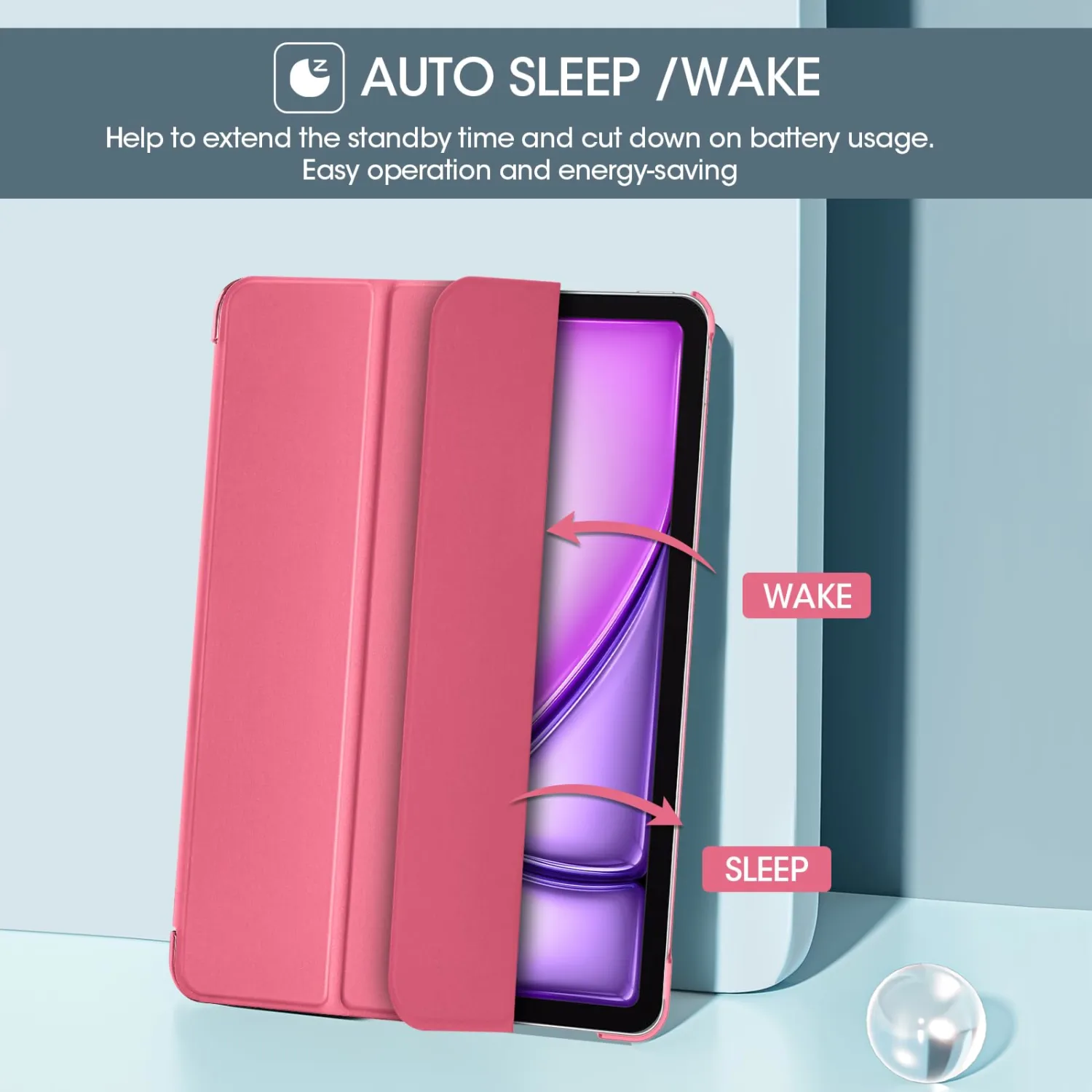 ProCase for iPad Air 13 Inch Case M3 2025/M2 2024, Slim Smart Cover iPad 13 Air M3 M2 Case with Translucent Hard Shell Back, Supports Touch ID, Auto Wake/Sleep -Melonpink