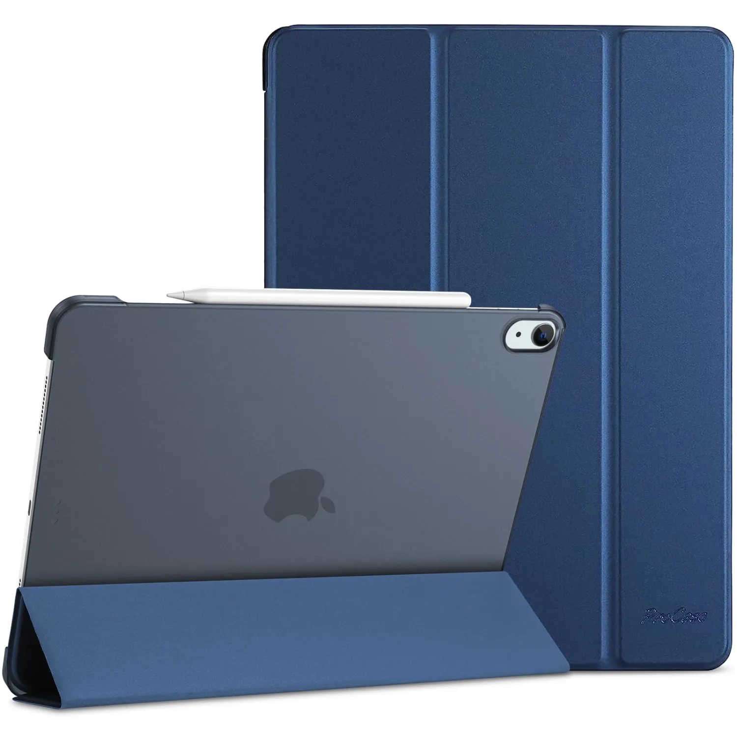 ProCase for iPad Air 13 Inch Case M3 2025/M2 2024, Slim Smart Cover iPad 13 Air M3 M2 Case with Translucent Hard Shell Back, Supports Touch ID, Auto Wake/Sleep -Navy