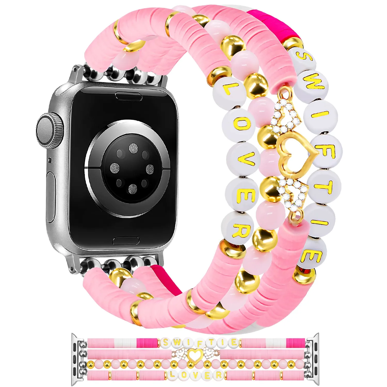 JR.DM Beaded Bracelet Compatible with Apple Watch 40mm 38mm 41mm 44mm 42mm 45mm 46mm Women Kids Girls Singer Inspired Bracelets Cute Handmade Strap for iWatch Series 11/10/9/8/7/SE/6/5/4/3/2/1