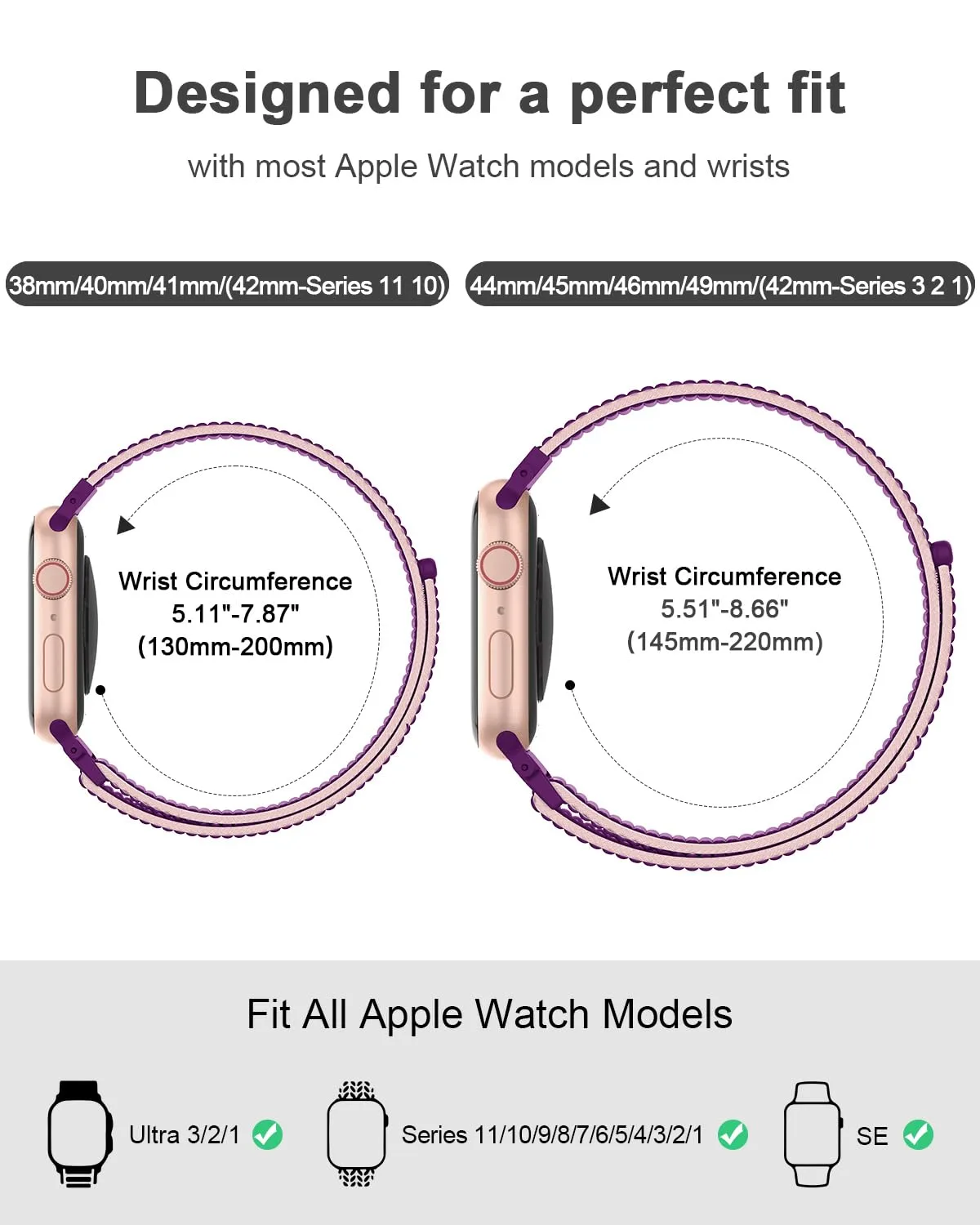 Nylon Loop Sport Band Compatible with Apple Watch Bands 49mm 46mm 45mm 44mm 42mm 41mm 40mm 38mm for Men Women, Soft Nylon Sport Strap Wristbands for iWatch Series 11 10 9 8 7 6 5 4 3 2 1 SE Ultra