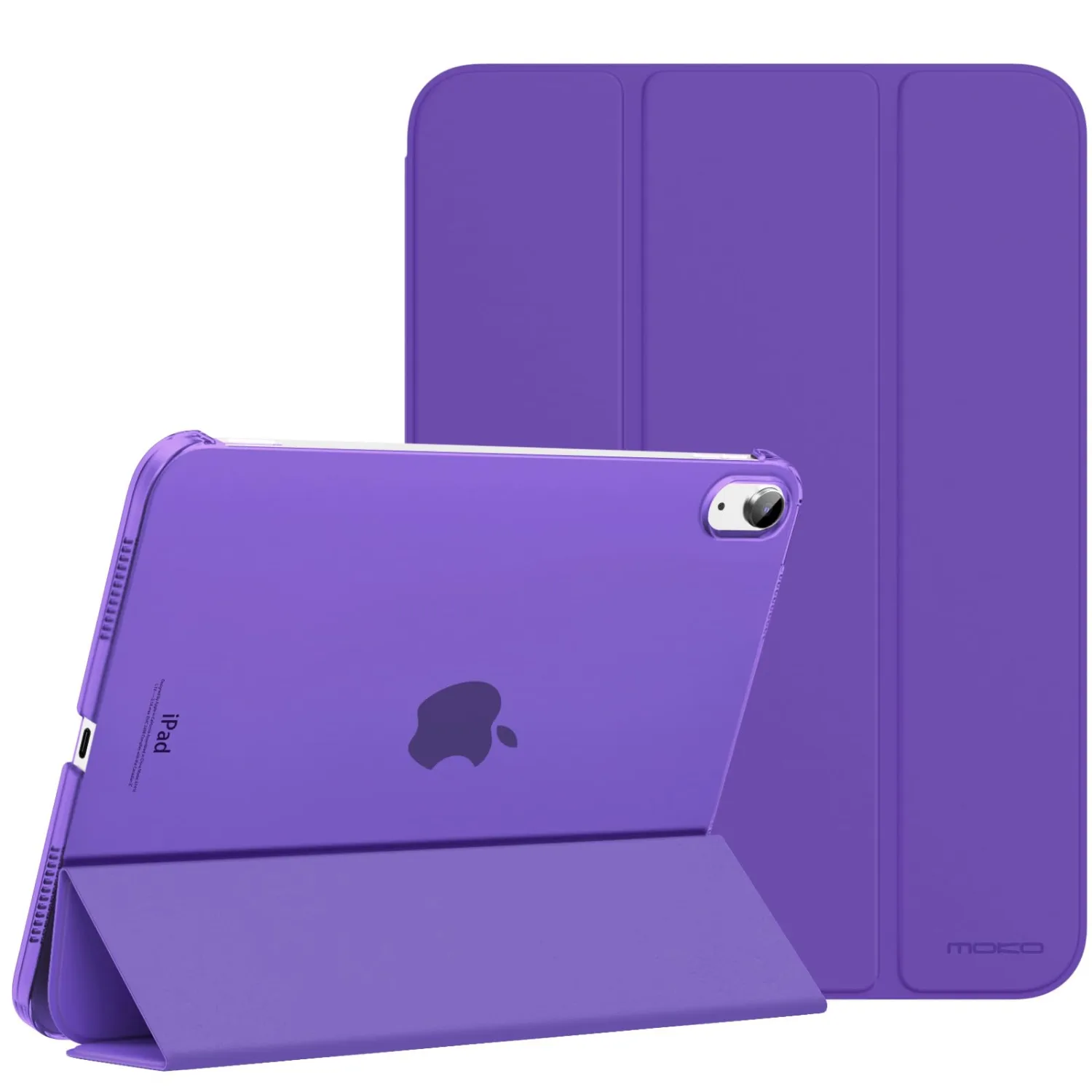 MoKo for iPad (A16) 11th Generation Case 11 Inch 2025, iPad 10th Generation Case 10.9 Inch 2022, Slim Stand Hard PC Translucent Back Shell Smart Cover, Support Touch ID, Auto Wake/Sleep, Purple Violet