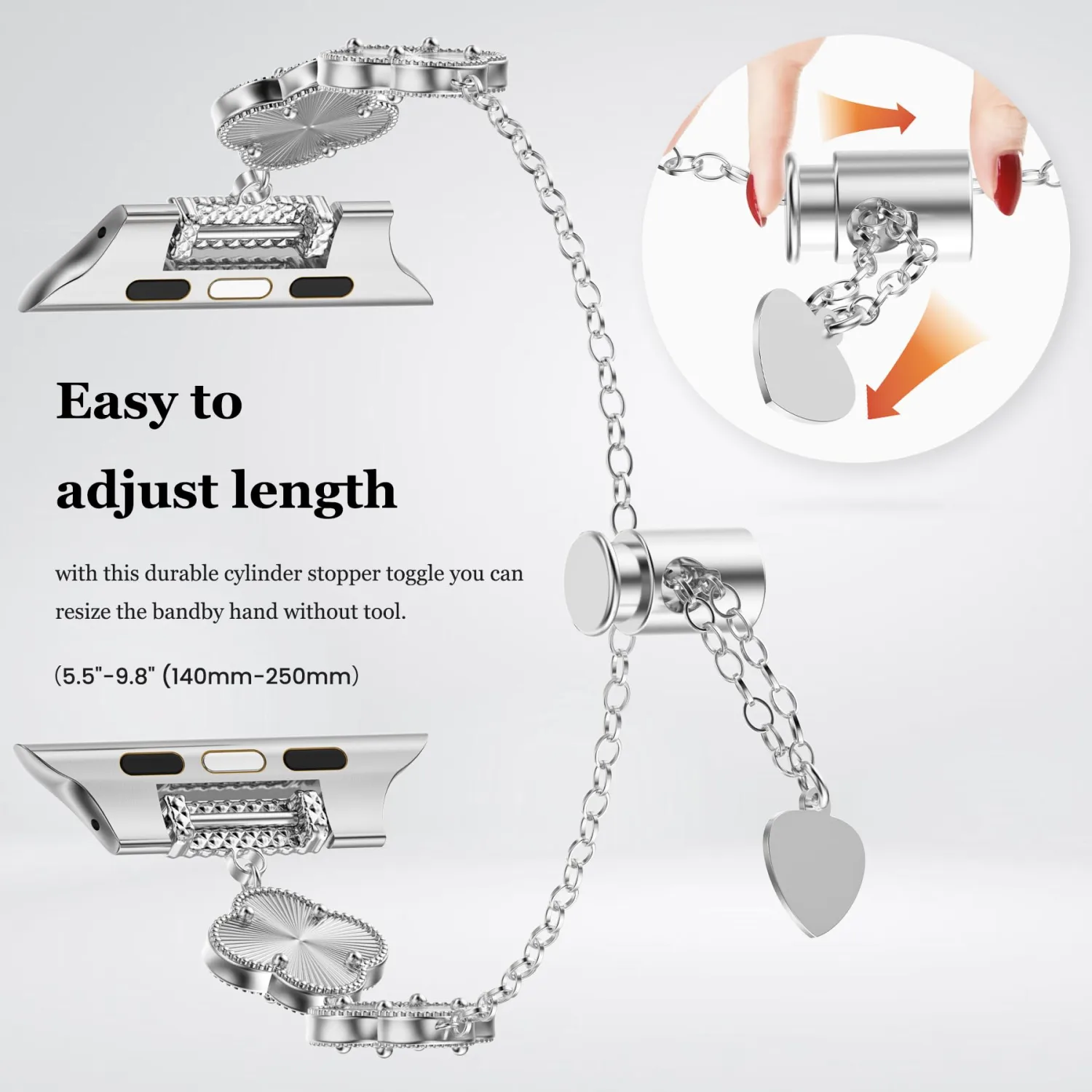 YMHML Lucky Clover Band Compatible for Apple Watch Bands for Women 40mm 41mm 42mm 44mm 45mm 46mm 49mm 38mm, Adjustable Bracelet, Dressy Jewelry Metal Strap iWatch Series 11 10 9 8 7 6 5 4 3 SE Ultra