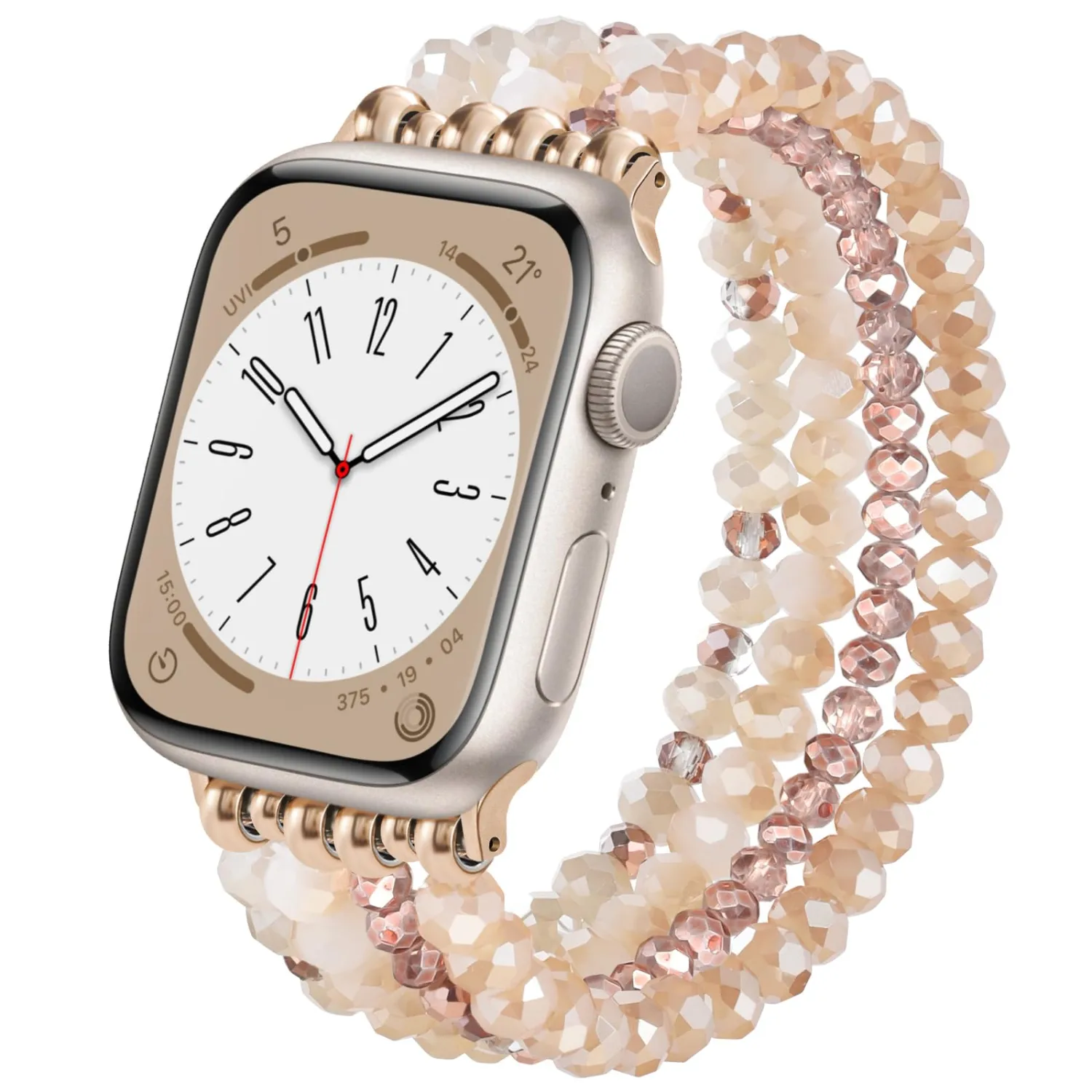 KOREDA Beaded Bracelet Compatible for Apple Watch Band 38mm 40mm 41mm 42mm 44mm 45mm 46mm Series 11 10 9 8 7 SE 6 5 4 Women, Fashion Cute Handmade Elastic Pearl Beads Stretch Strap for iWatch Bands 3/2/1