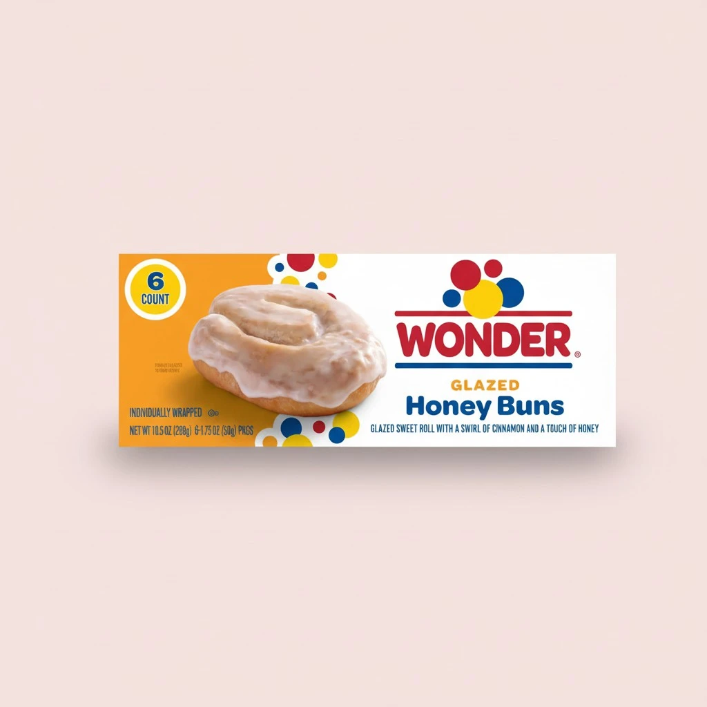 Wonder Glazed Honey Buns, Individually Wrapped Pastry Snacks, 6 Count