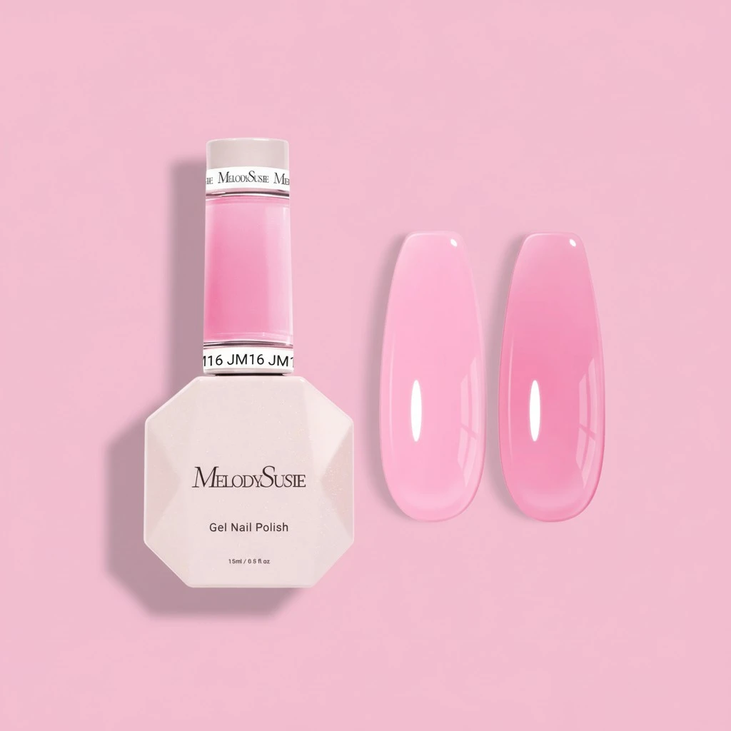 MelodySusie Jeweliver Gel Nail Polish, 0.5Fl.oz Berry Pink Gel Polish Pastel Nude Color Sheer Translucent Soak Off UV LED Light Cure Gift Nail Art Manicure DIY at Home JM16