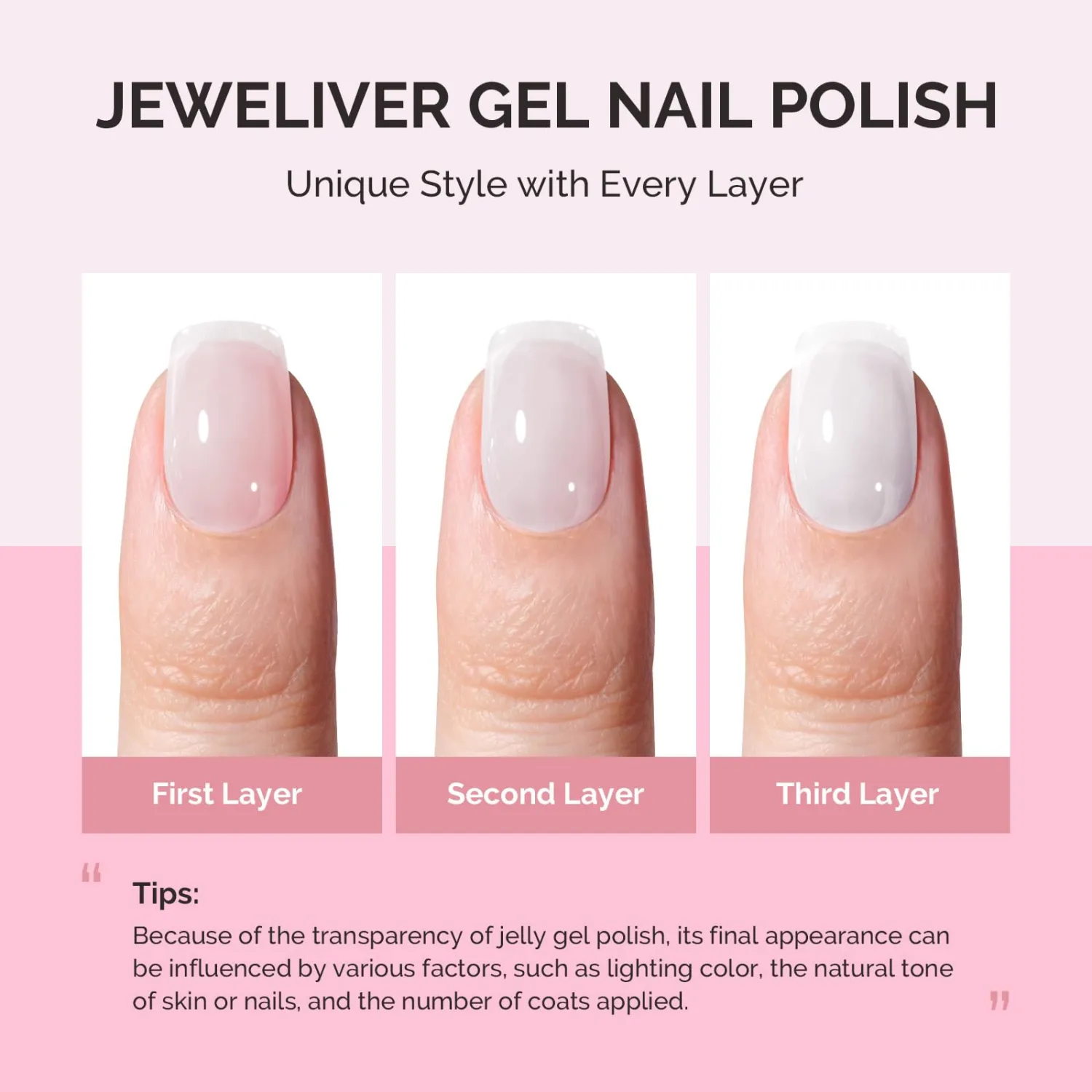 MelodySusie White Gel Nail Polish, 0.5Fl.oz Jeweliver Jelly Gel Polish Translucent Nude Natural Color Soak Off UV LED Light Cure Gift Nail Art Manicure DIY at Home JIG07