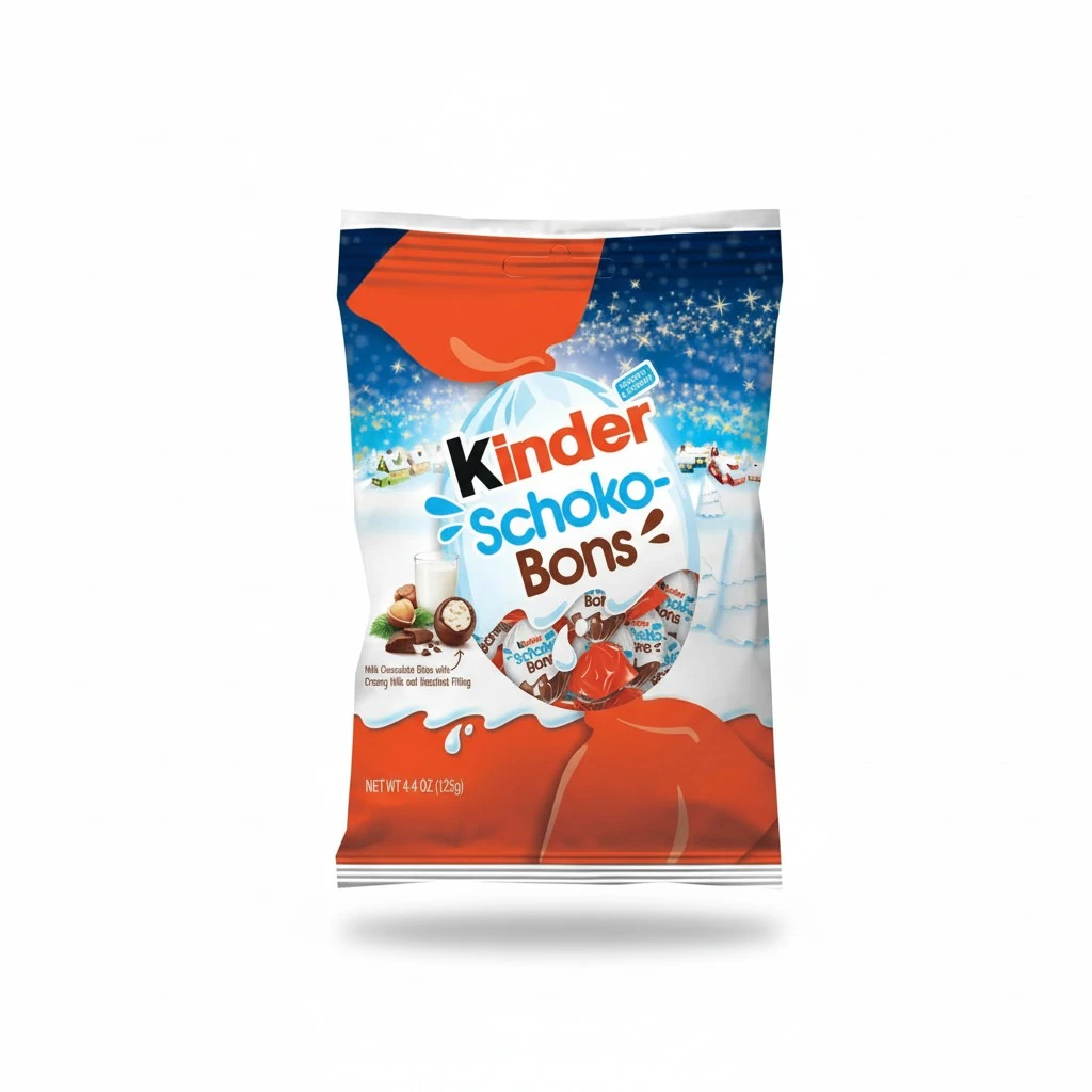 Kinder Schoko Bons, Individually Wrapped Milk Chocolate Bites with Creamy Hazelnut Filling, Stocking Stuffers, 4.4 oz