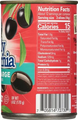 Early California, Ripe Pitted, Extra-Large Black Olives, 6 oz, 12-Cans