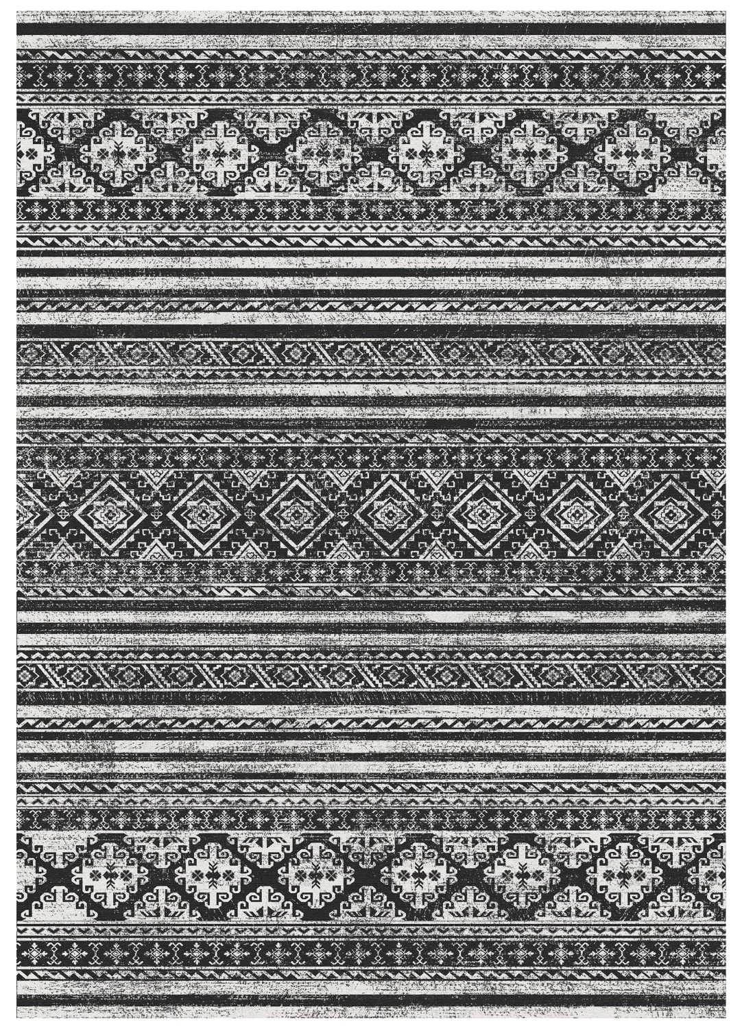 RUGSURE Washable Area Rugs 4' x 6' - 1/6 Thick - Moroccan-Inspired -Stain & Water Resistant Non-Slip - Resistant Rug for Living Room, Bedroom, Nursery, Pet & Child Friendly (Black)