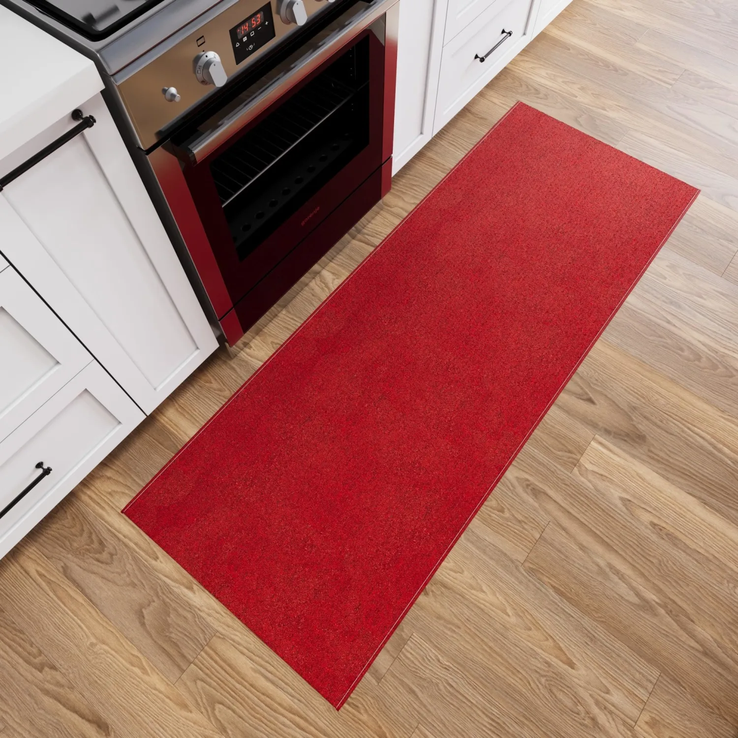 Ottomanson 2' x 7' Ultra-Thin Hallway Runner Rug - Durable Non-Slip Carpet for High-Traffic Areas - Fits Under Doors for Seamless Entry - Ideal for Kitchen, Entryway, Bedroom & Living Room, Red