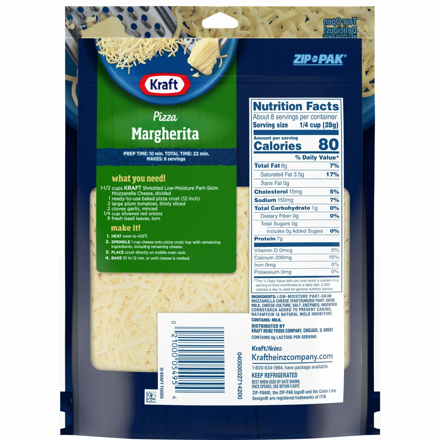 Kraft Finely Shredded Natural Mozzarella Shredded Cheese (8 oz Pouch)