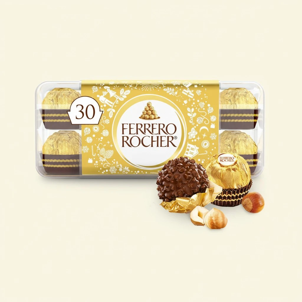 Ferrero Rocher, Premium Gourmet Milk Chocolate Hazelnut, Individually Wrapped, Chocolate Gift Box, 30 Count, 13.2 oz