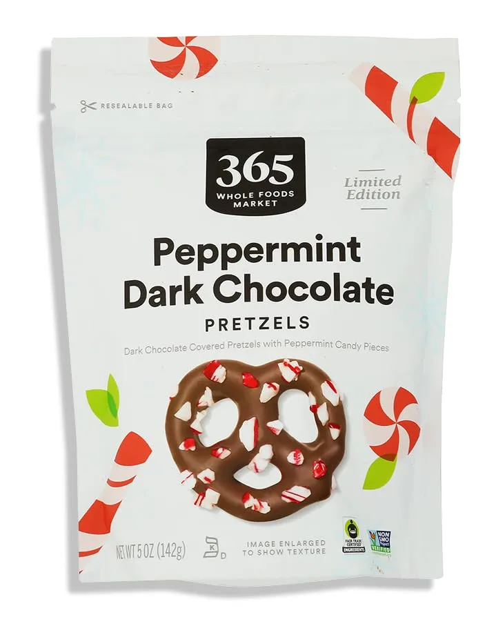 365 by Whole Foods Market Dark Chocolate Peppermint Pretzels, 5 OZ