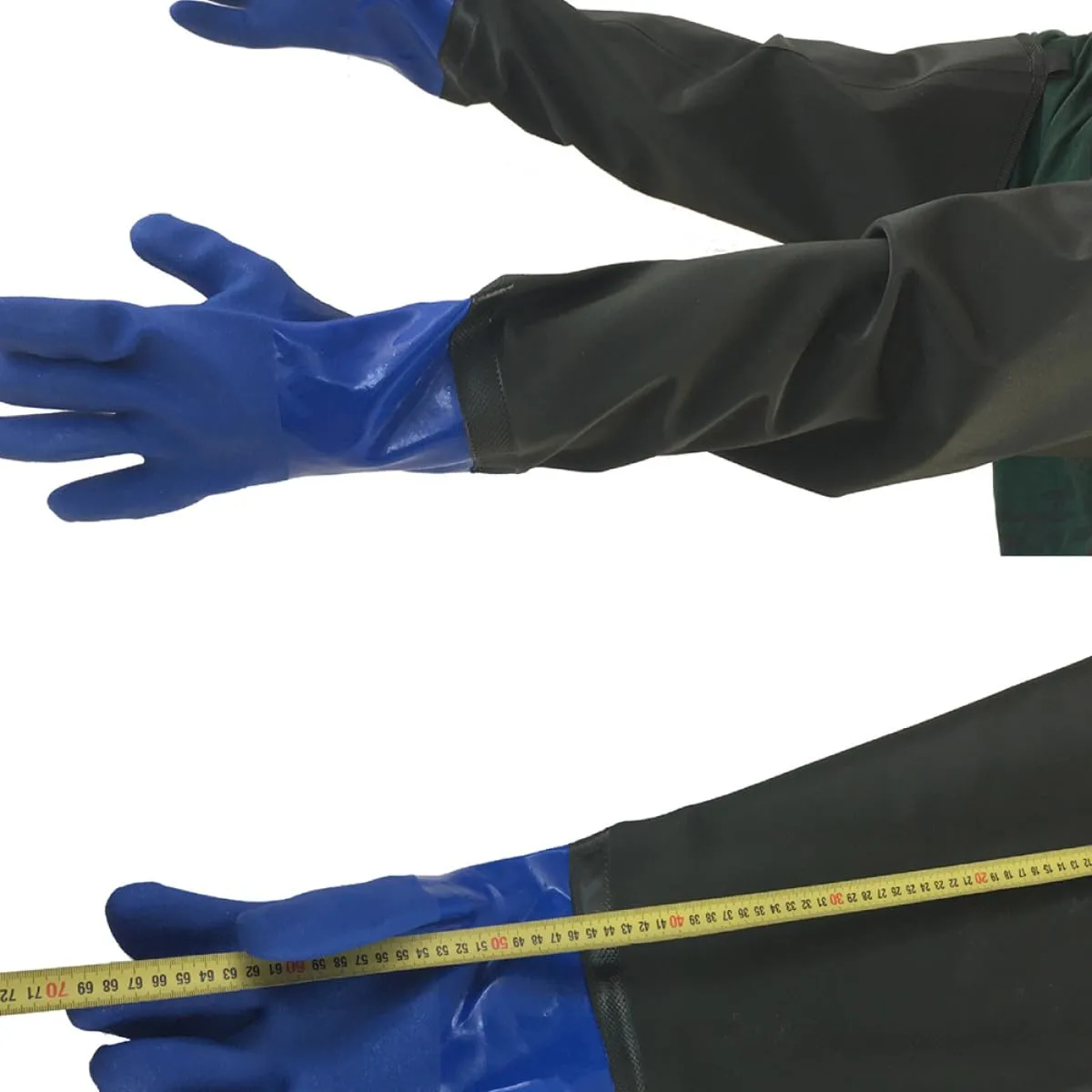 jojofuny Extended PVC Industrial Gloves Oil and Alkali Resistant Wear-resistant Protective Work Gloves for Heavy-duty Cleaning and Car Washing Black Tear-resistant Design
