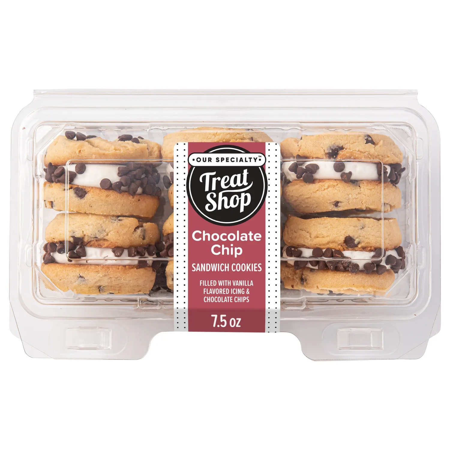Our Specialty Chocolate Chip Sandwich Cookies with Vanilla Filling, 6 Count, Frozen