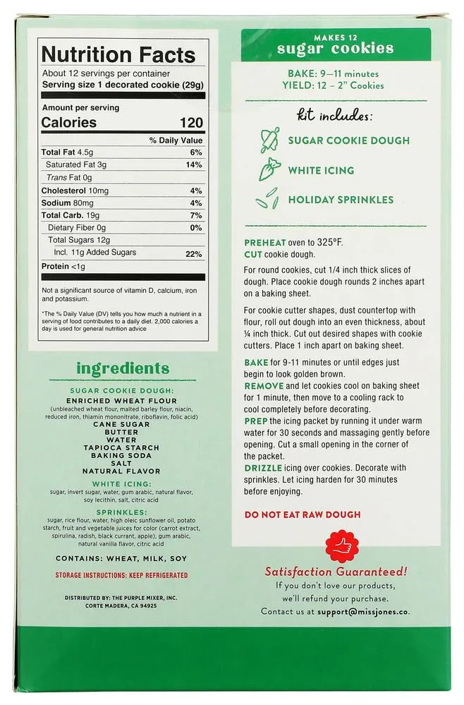 MISS JONES BAKING CO Sugar Cookie Dough Kit, 12.3 OZ
