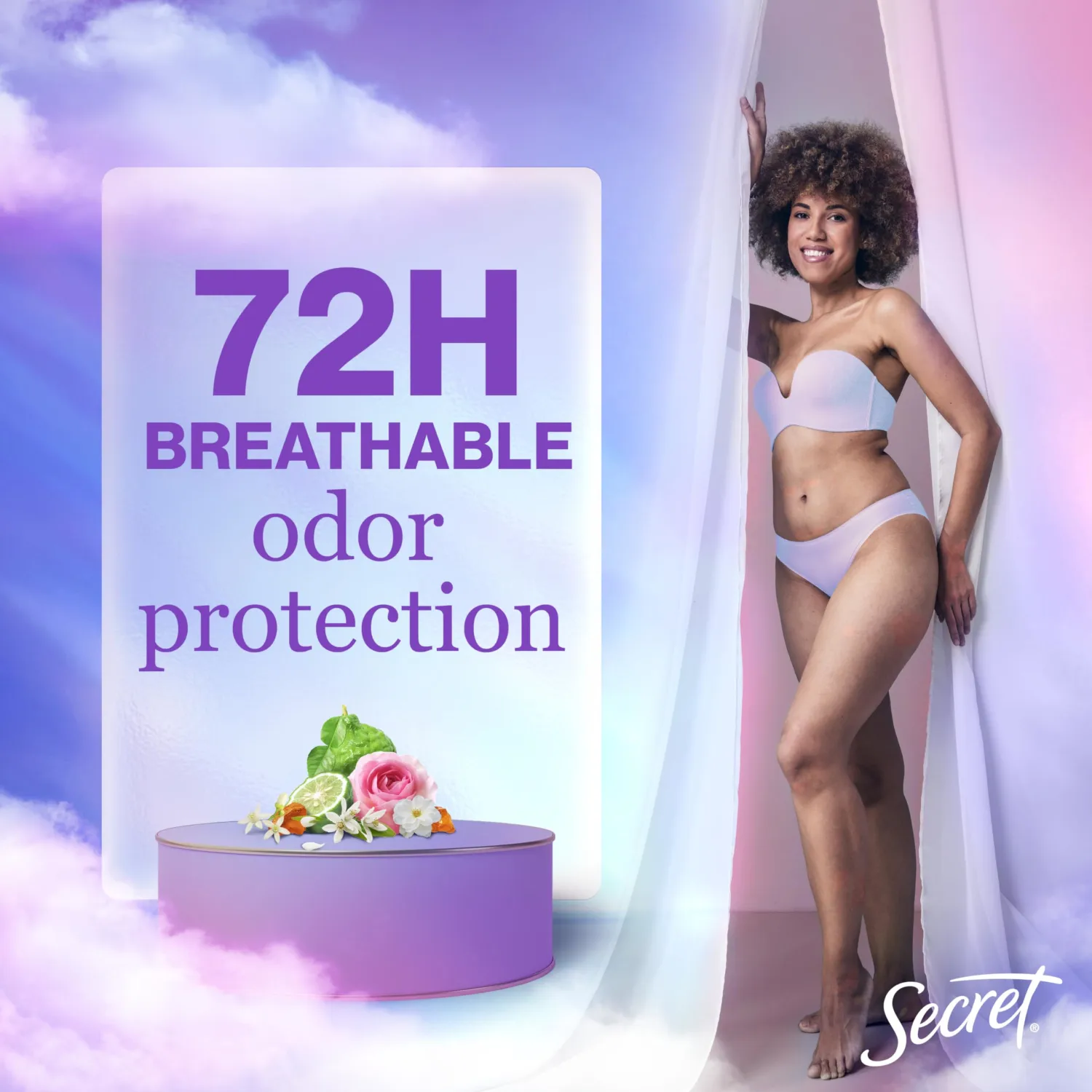 Secret Fresh Antiperspirant Deodorant for Women, 72hr Breathable Sweat & Odor Protection, Instant Freshness & Gentle, PH Balancing Minerals, Invisible Solid, Hidden Oasis Scent, 2.6 oz