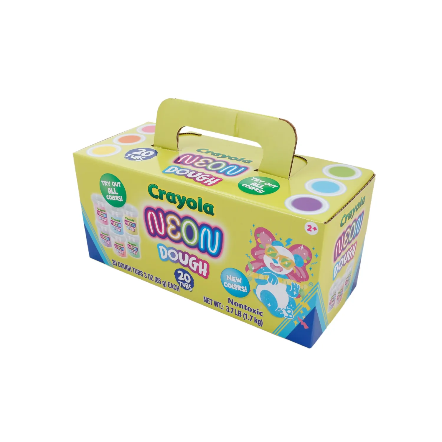 Crayola Neon Dough 20-Pack, 3oz Each - Christmas Gifts, Stocking Stuffer, Party Favors, Classroom Party Favors; Non-Toxic, Allergen-Friendly Special Effects Dough with Easy-Carry Handle