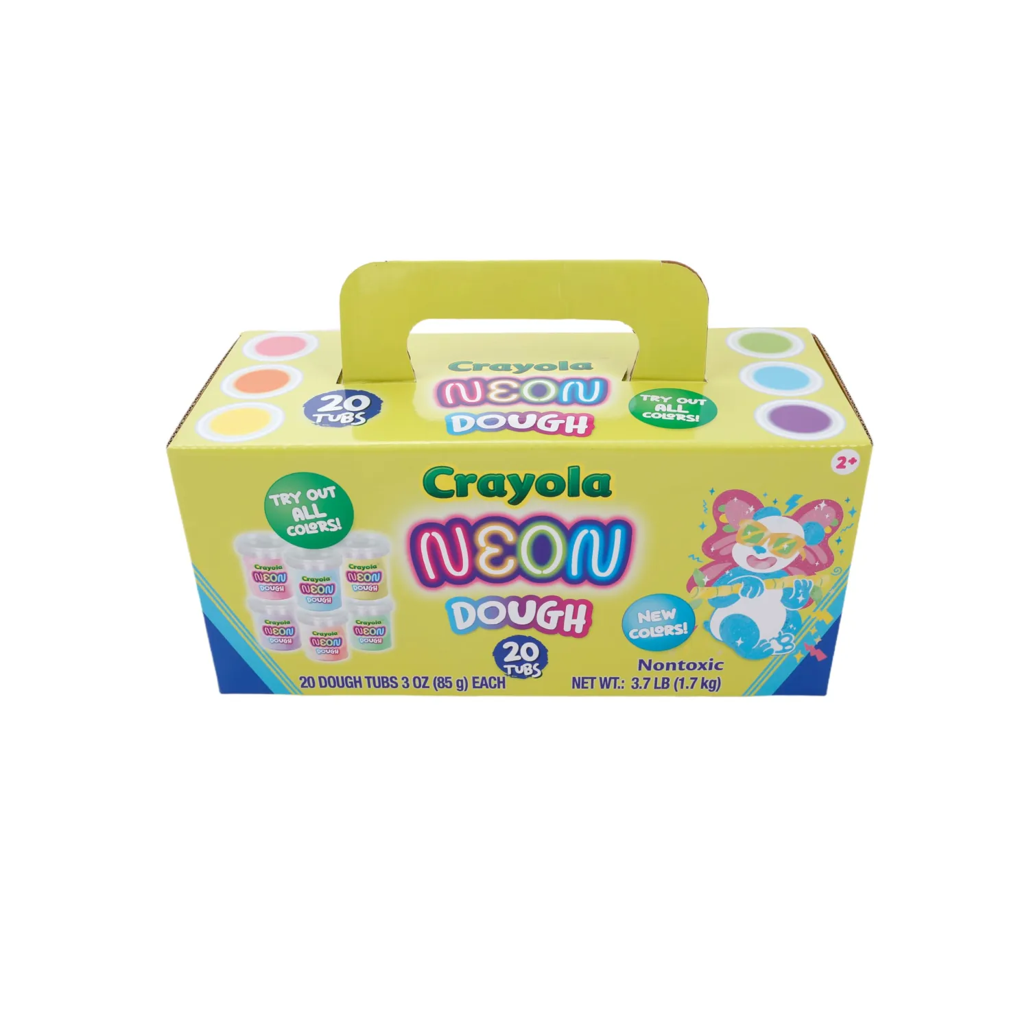 Crayola Neon Dough 20-Pack, 3oz Each - Christmas Gifts, Stocking Stuffer, Party Favors, Classroom Party Favors; Non-Toxic, Allergen-Friendly Special Effects Dough with Easy-Carry Handle