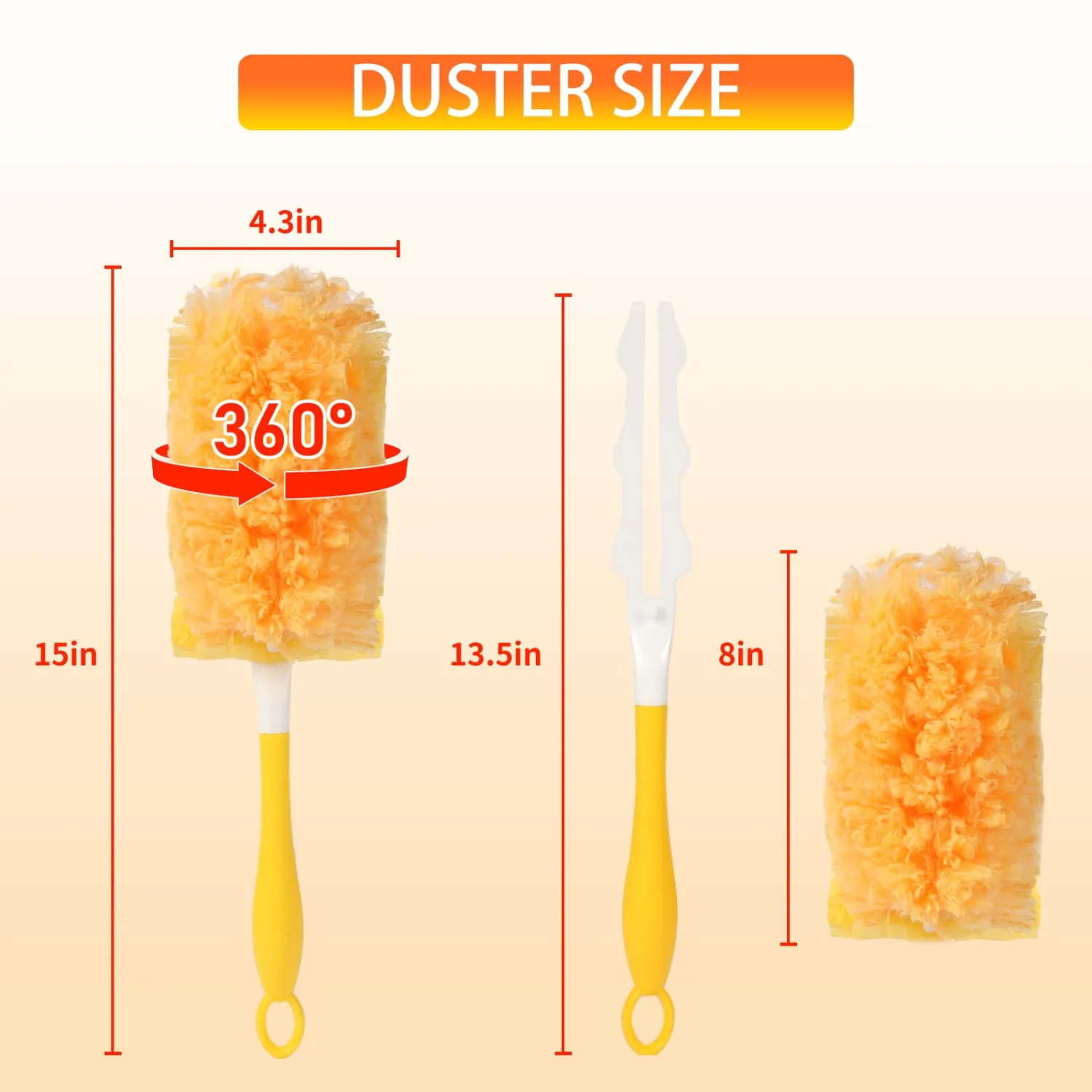 360° Heavy Duty Duster Refills for Swiffer Dusters, Multi-Surface Larger Size Duster with 4X Microfibers, Disposable Duster Refills Kit for Cleaning, Unscented, 18 Pack & 1 Handle