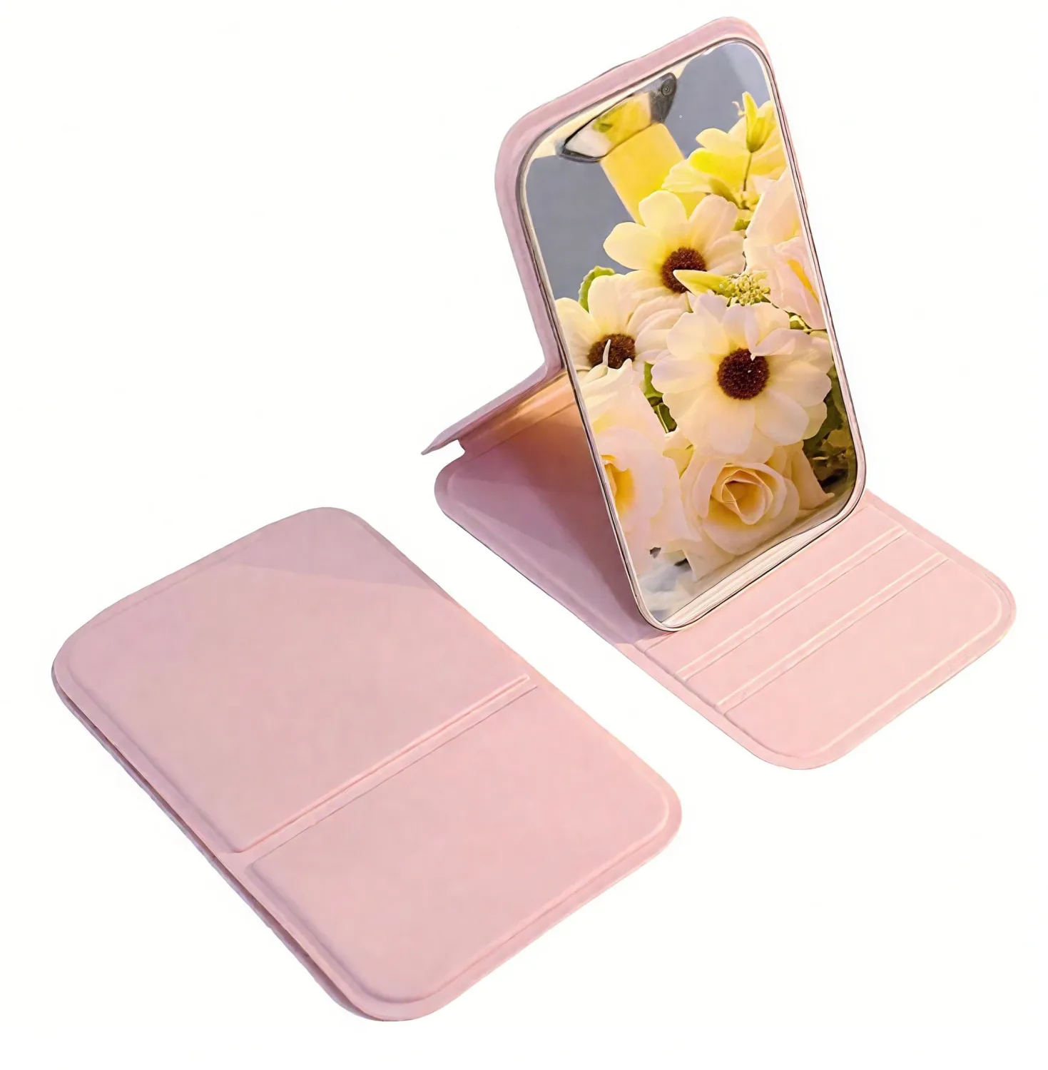 Portable Travel Mirror with Stand, Compact Folding, Mini Makeup Mirror for Pocket and Purse, Tabletop Handheld Mirrors for Men Women Girls