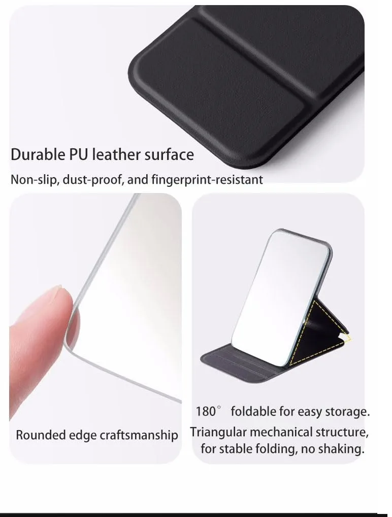 Portable Travel Mirror with Stand, Compact Folding, Mini Makeup Mirror for Pocket and Purse, Tabletop Handheld Mirrors for Men Women Girls