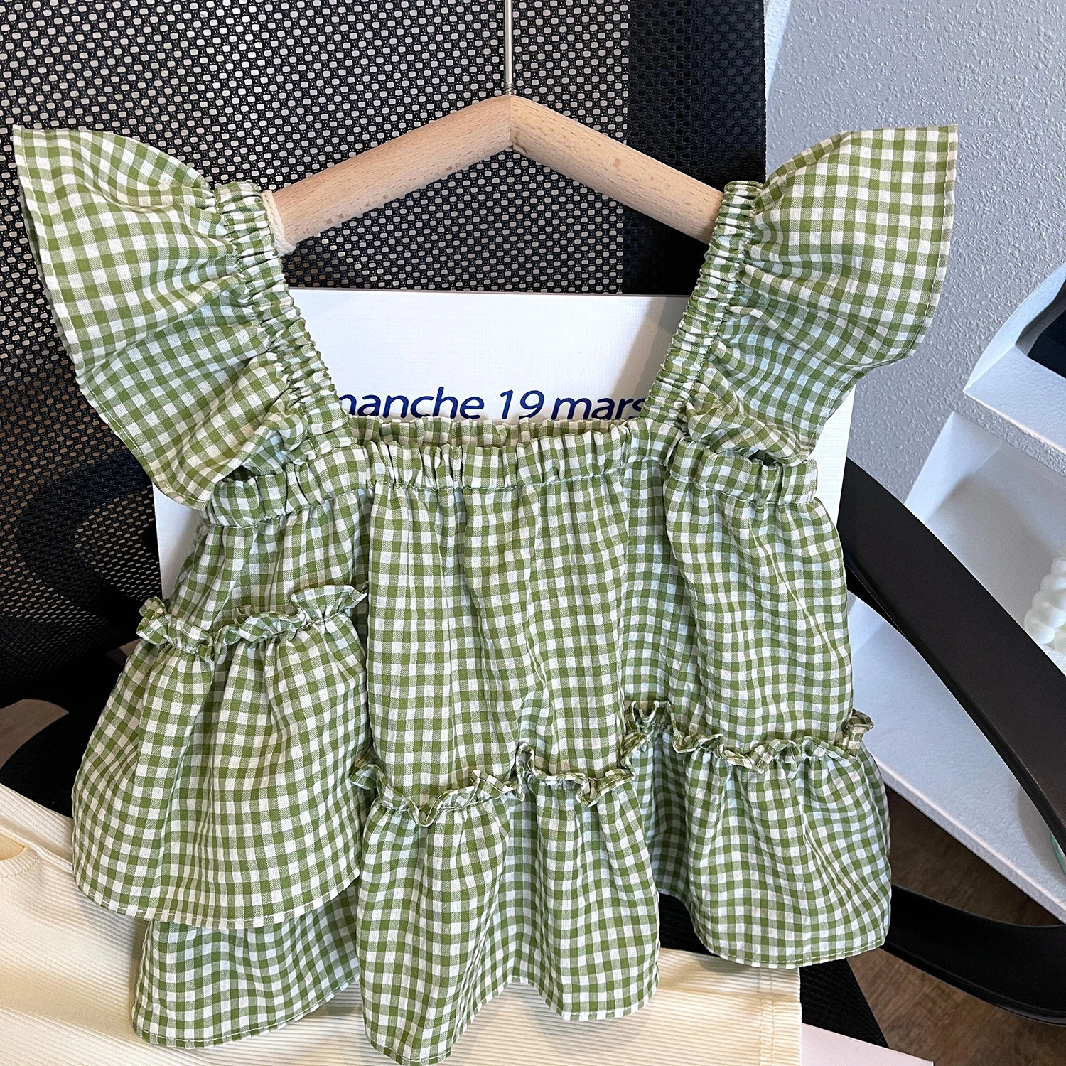 Korean Style Plaid Sling Doll Shirt Two-piece Pants