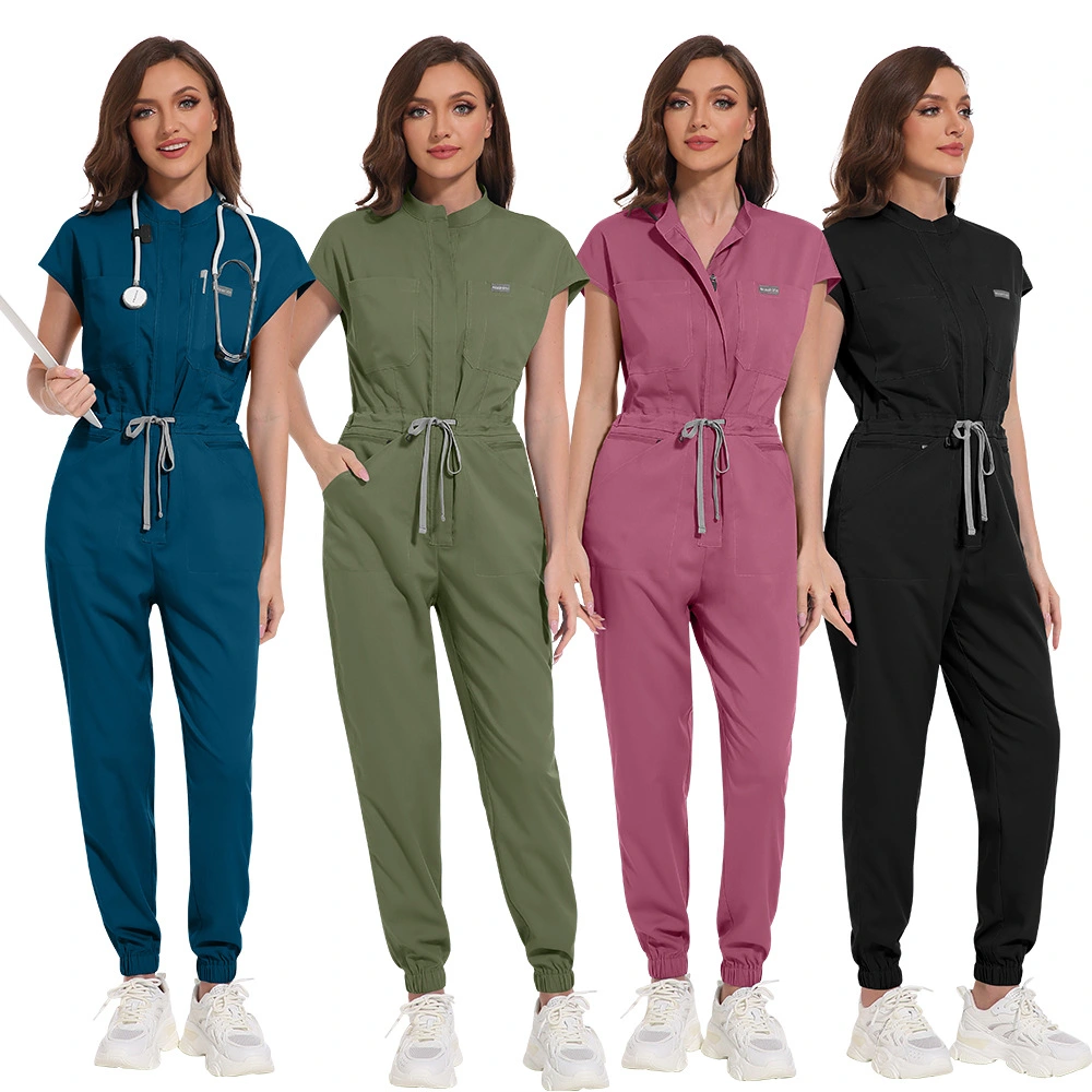 Multifunctional Pocket Stand Collar High Quality Operating Room Hospital Work Uniforms Jumpsuit Suit