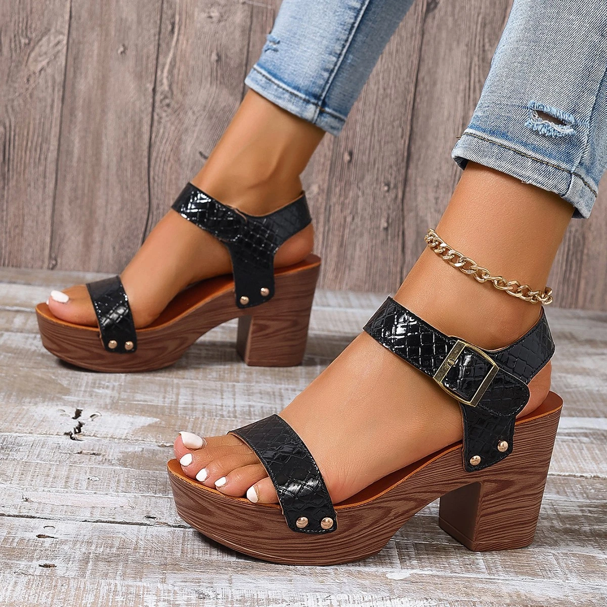 Women's High-heeled Sandals Strap Peep Toe Sandals