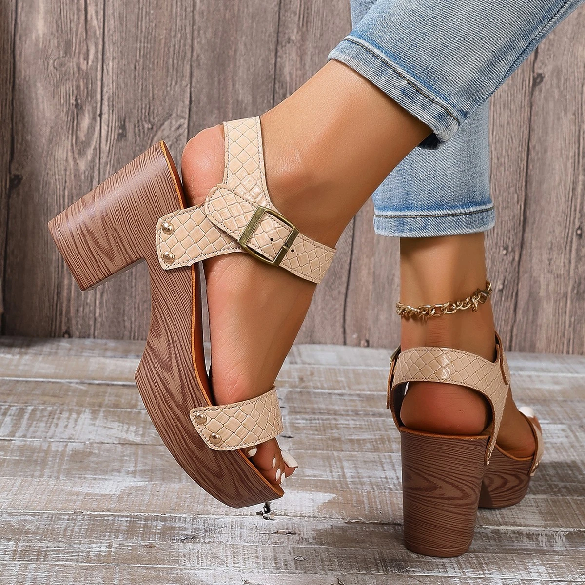 Women's High-heeled Sandals Strap Peep Toe Sandals