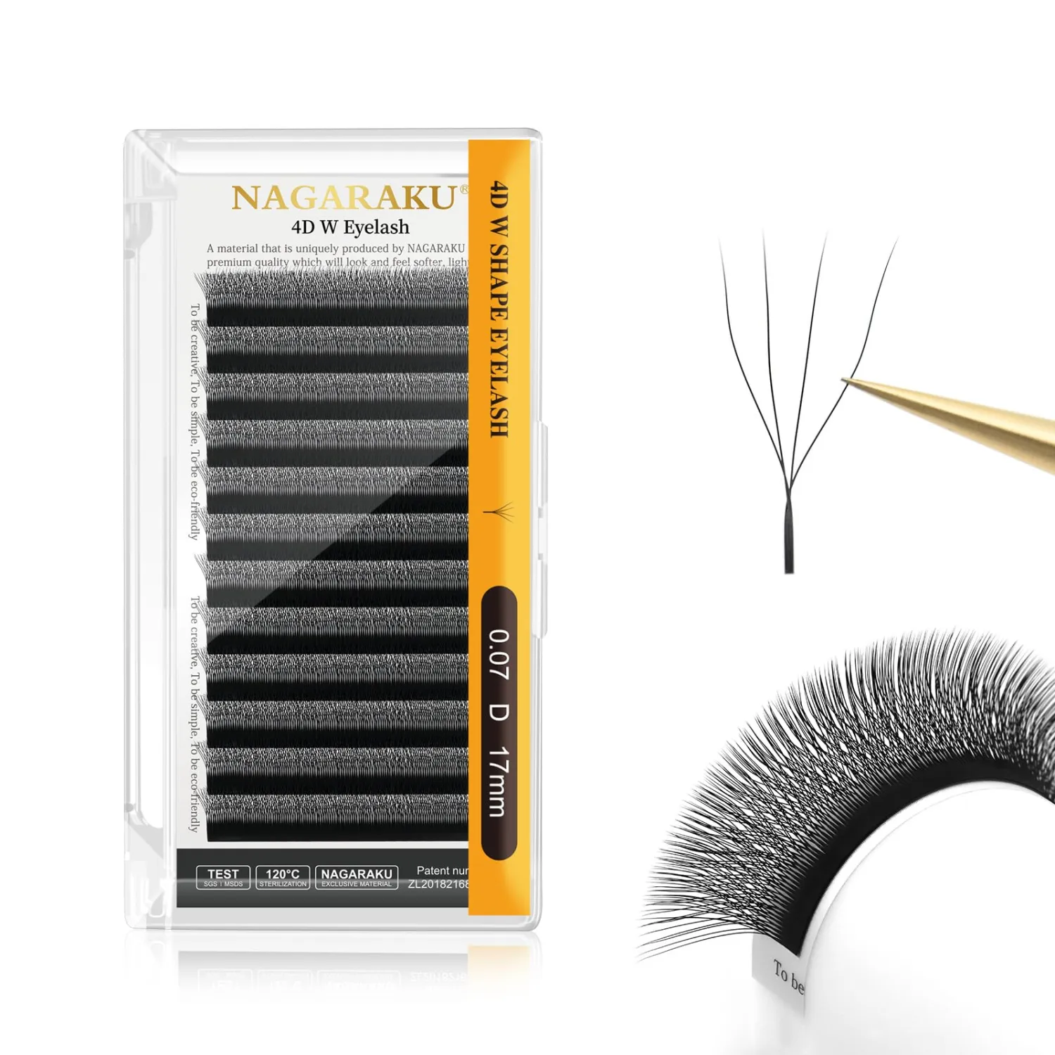 NAGARAKU W Eyelash Extension 4D Volume Premade 0.07mm D curl 17mm Faux Mink Matte Black Cluster Easy Fanning yy Eye Lashes