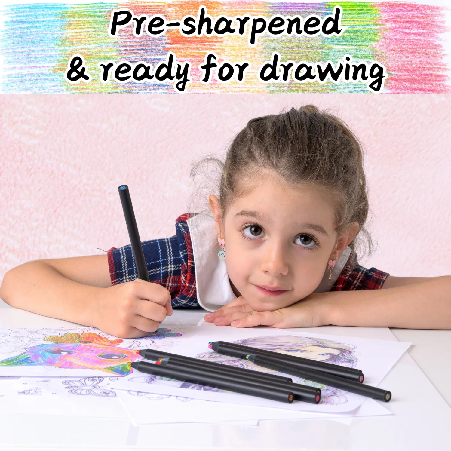 nutty toys Jumbo Rainbow Pencils - 8 Pre-sharpened Multicolored Pencils, Top Boy & Girl Stocking Stuffers, Goodie Bag Party Favors & Colored Crayon Gift Idea 2025, Cool Art Supplies for Kids & Adults