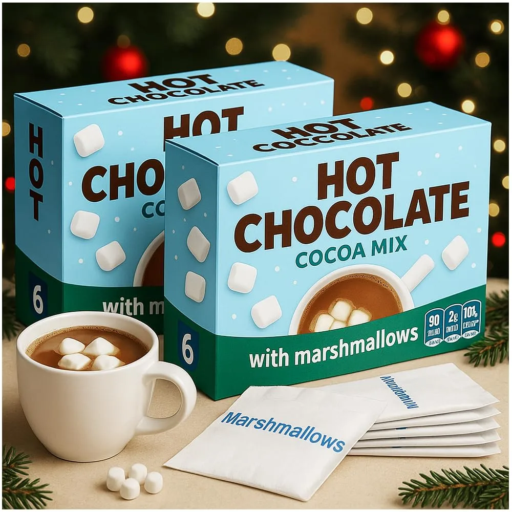 Hot Chocolate Cocoa with Marshmallows Mix 12 Packets Total (4 oz Each (6 Per Box))