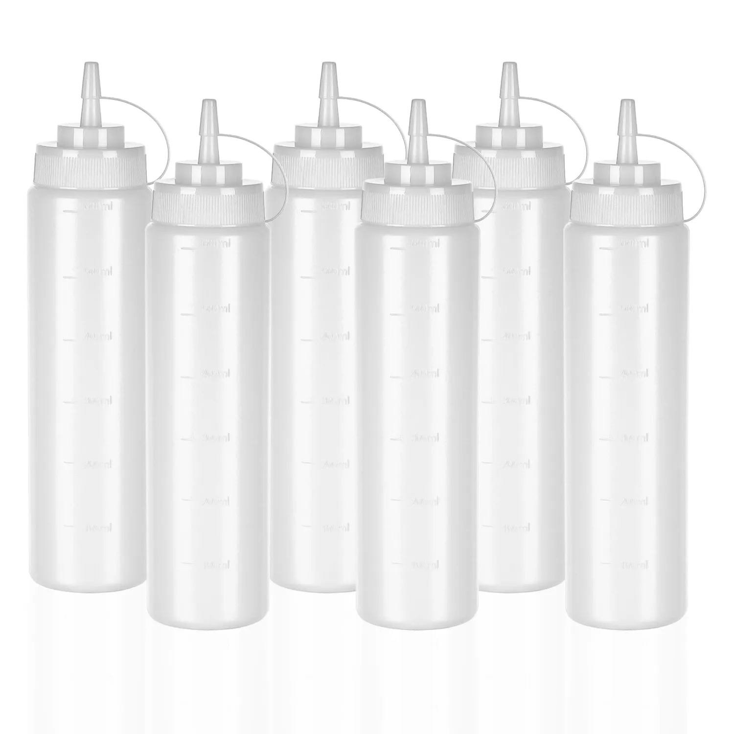 24 OZ Kitchen Foodservice Condiment Squeeze Bottles for Sauces,with Twist Top Cap,Leak Proof,Mustard, Syrup, Sauces, Dressing, Oil,Ketchup, BPA FREE Plastic (white, 4)