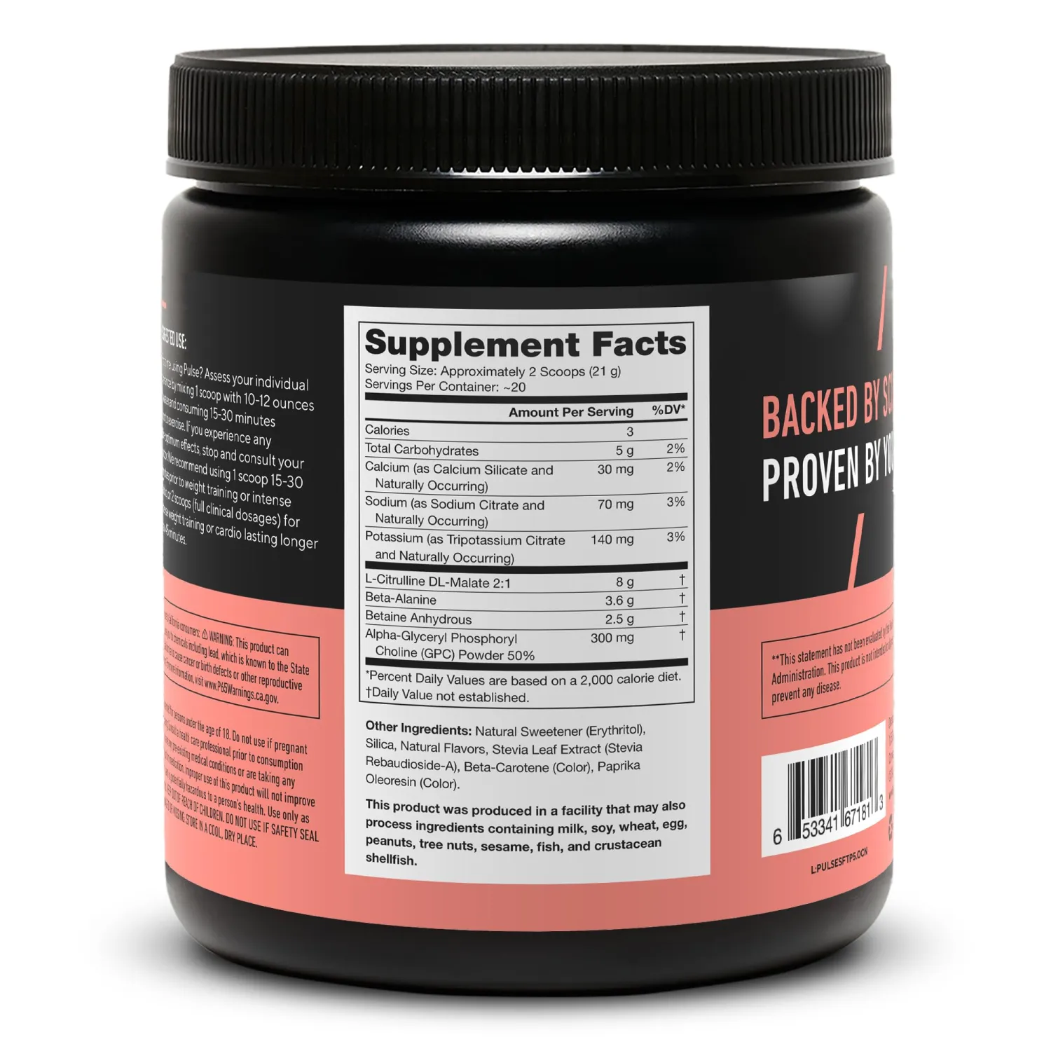 LEGION Pulse Pre Workout Supplement - All Natural Nitric Oxide Preworkout Drink to Boost Energy, Creatine Free, Naturally Sweetened, Beta Alanine, Citrulline, Alpha GPC (Caffeine Free Tropical Punch)