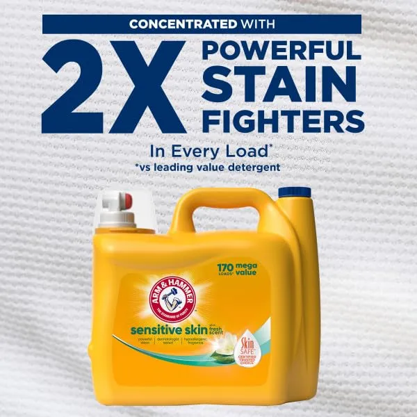 ARM & HAMMER Sensitive Skin Plus Fresh Scent, 170 Loads Liquid Laundry Detergent, 170 Fl oz