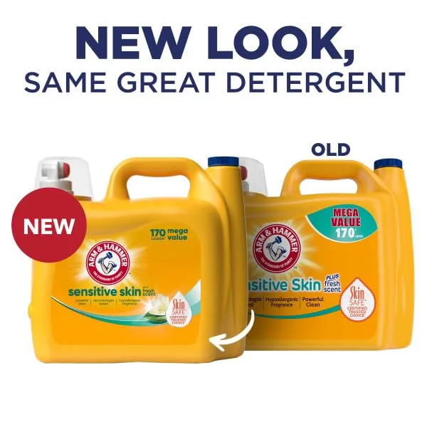 ARM & HAMMER Sensitive Skin Plus Fresh Scent, 170 Loads Liquid Laundry Detergent, 170 Fl oz