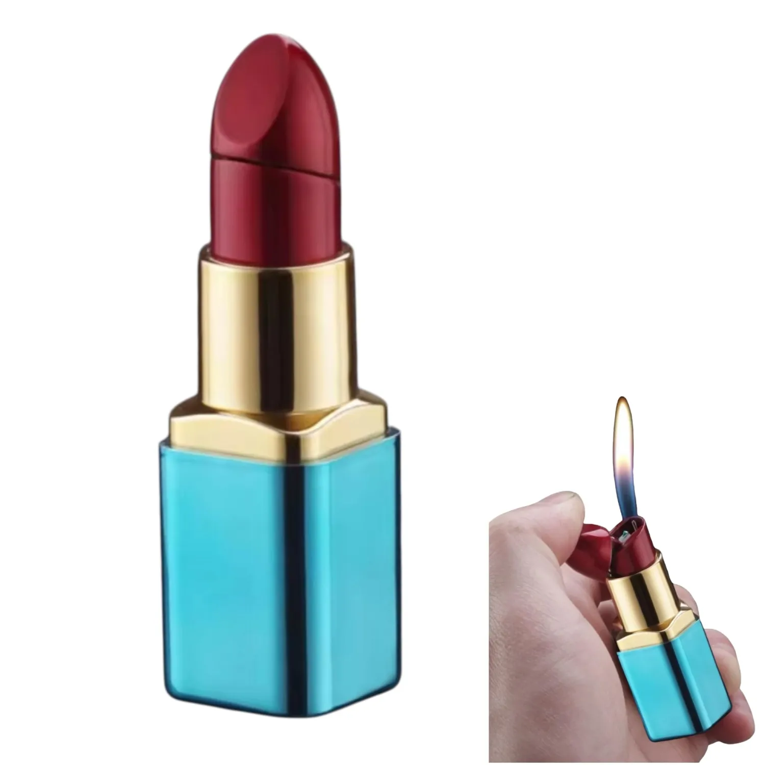 NIVEK Lipstick Lighter Kitty KT Cat Kawaii Kulomi Melody Bunny Rabbit Collectable (Classic Shiny Blue)
