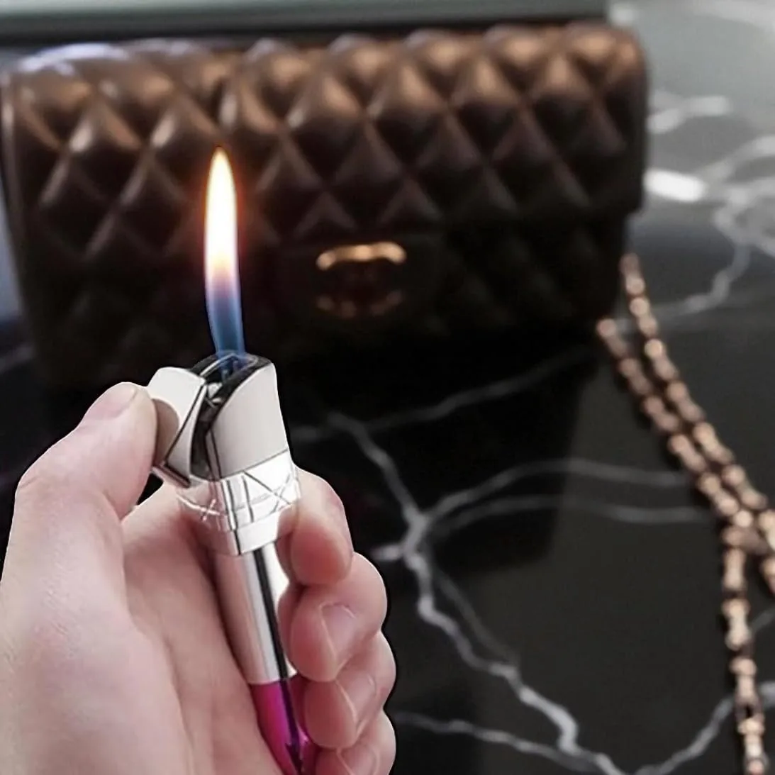 NIVEK Lipstick Lighter Kitty KT Cat Kawaii Kulomi Melody Bunny Rabbit Collectable (Fancy Silver Red)