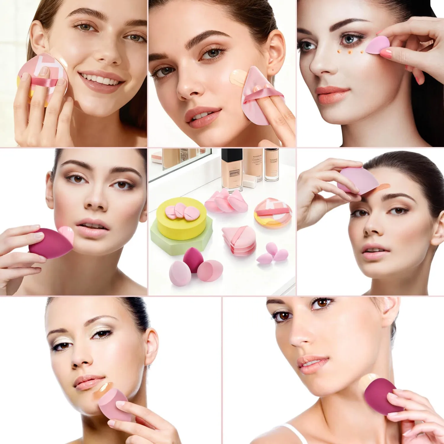 16PCS Makeup Sponge Set, with Triangle Powder Puff Beauty Blender Sponge and Mini Sponge For Foundation Concealer And Powder
