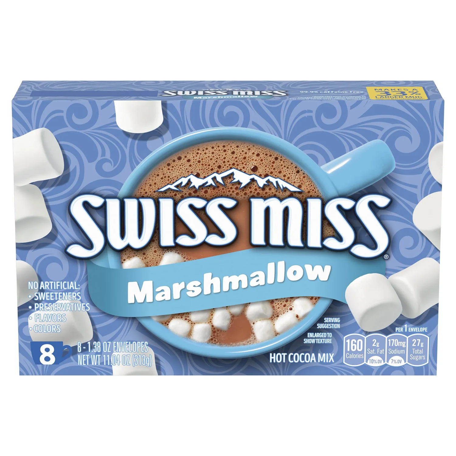 Swiss Miss Marshmallow Hot Cocoa Mix, (12 Count of 1.38 oz Envelopes) 11.04 oz, Pack of 12
