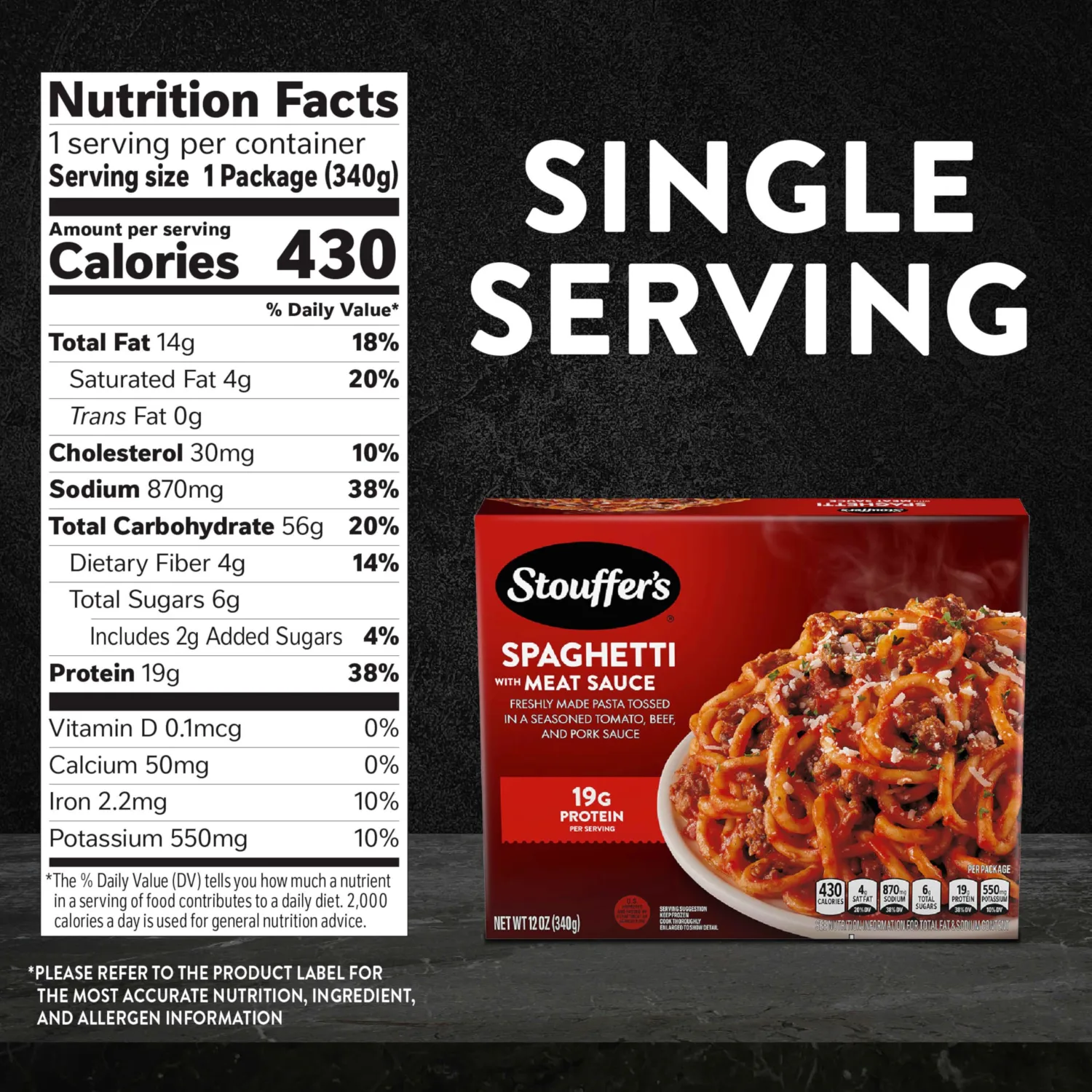 Stouffer's Spaghetti with Meat Sauce Frozen Meal, Pasta
