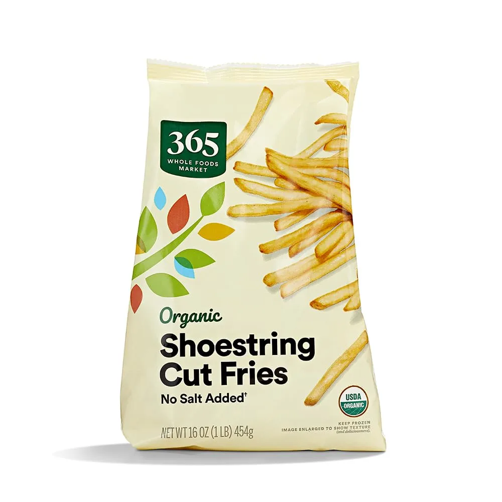 365 by Whole Foods Market, Organic Shoestring French Fries No Salt Added, 16 Ounce, (Frozen)