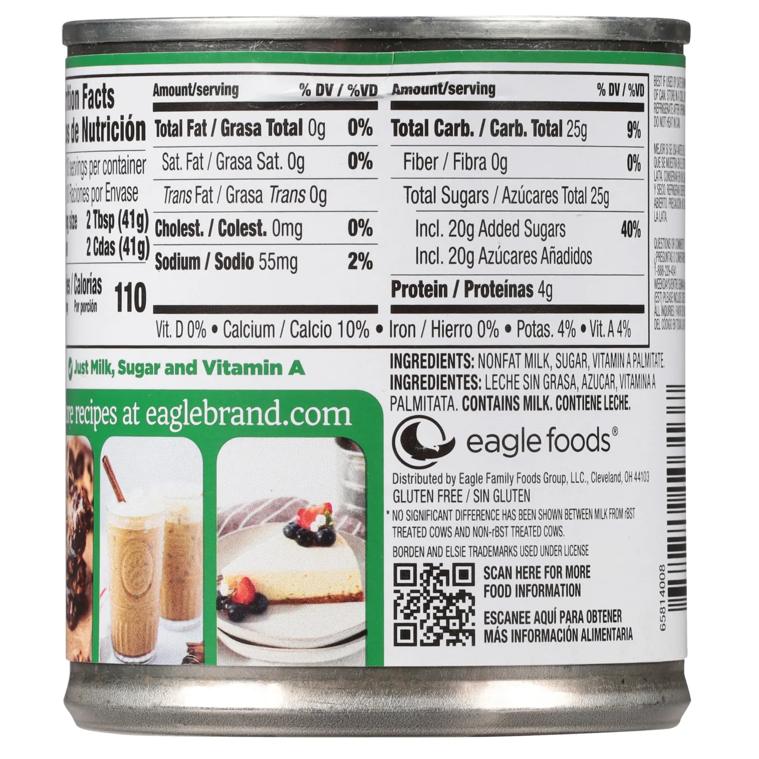 Borden Eagle Condensed Milk, Plain Sweetened, 14 oz