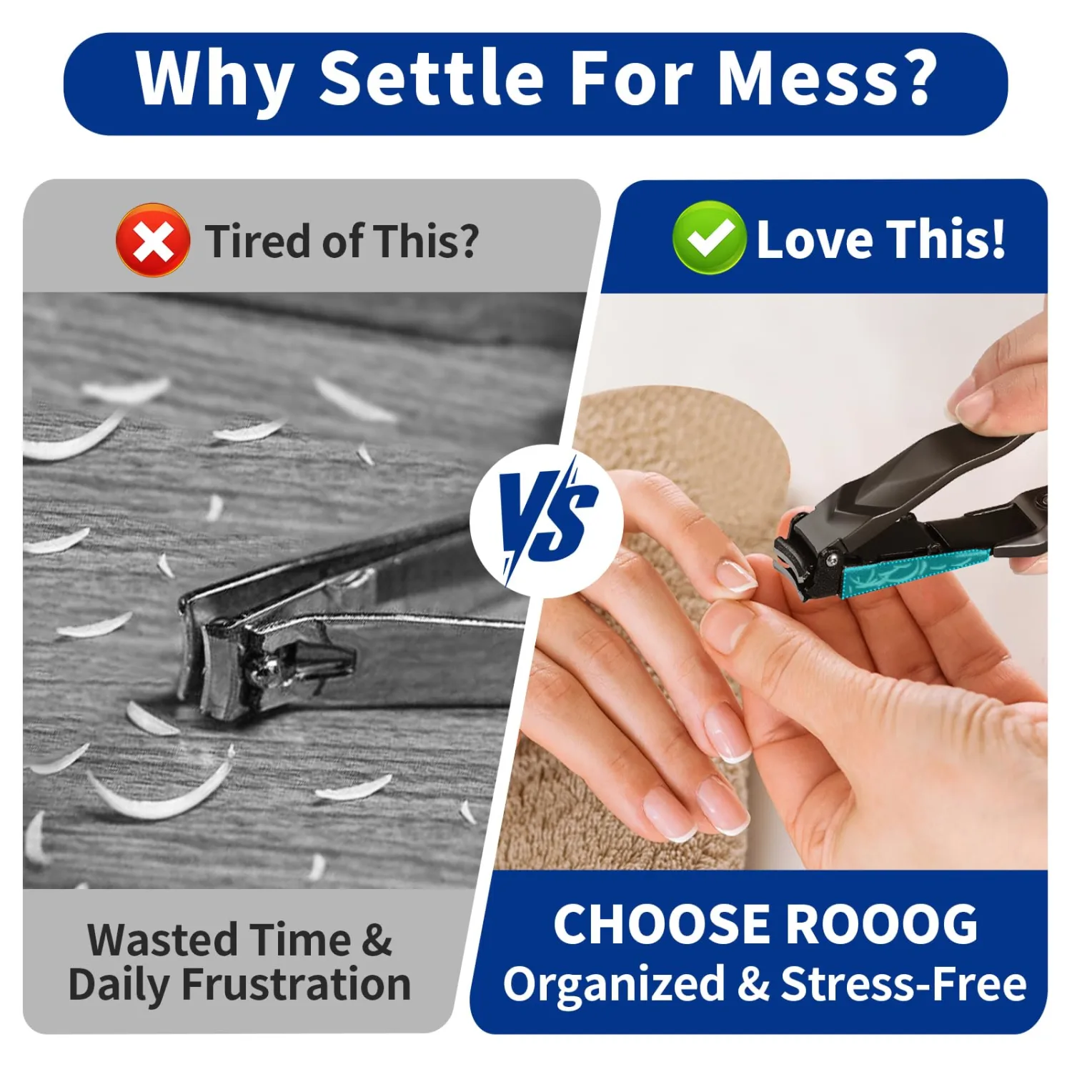 No Mess Nail Clippers with Catcher - Professional Heavy Duty Clippers for Men and Women, Ultra Sharp Fingernail & Toenail Clippers for Gifts, Travel, Clip Anywhere (Anti-Splash Design)